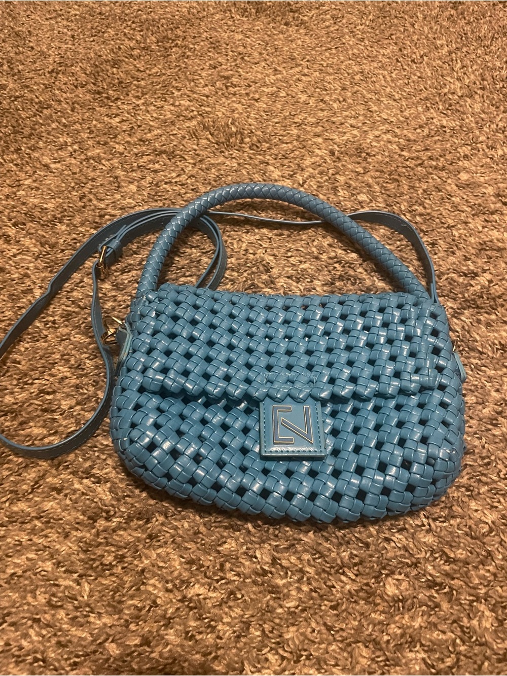 Blue Woven Crossbody Bag - Women